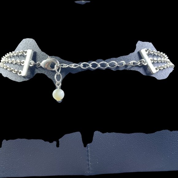 Boho Mermaidcore Layered Gemstone Dangle Necklace Silver Tone Coastal Resort - Picture 7 of 7